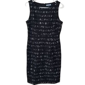 NWT Cynthia Rowley Black Striped Lace Baroque Floral Sleeveless Sheath Dress 6